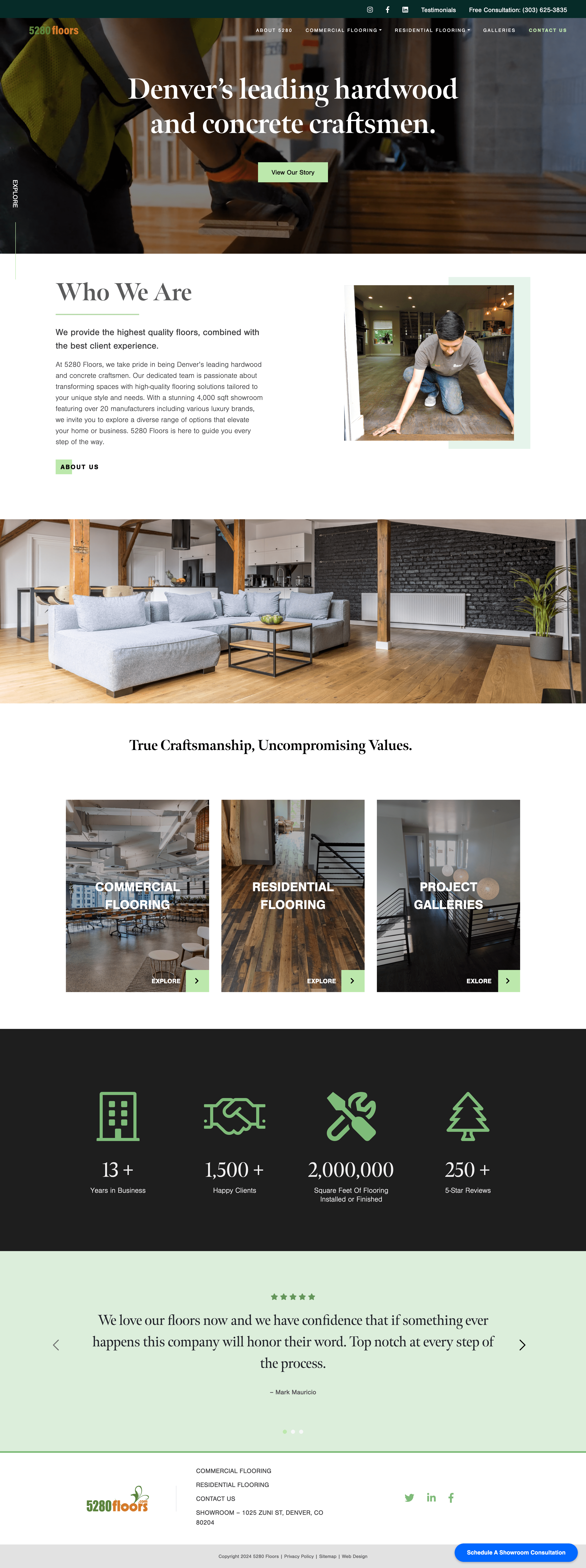 screenshot of homepage of 5280floors