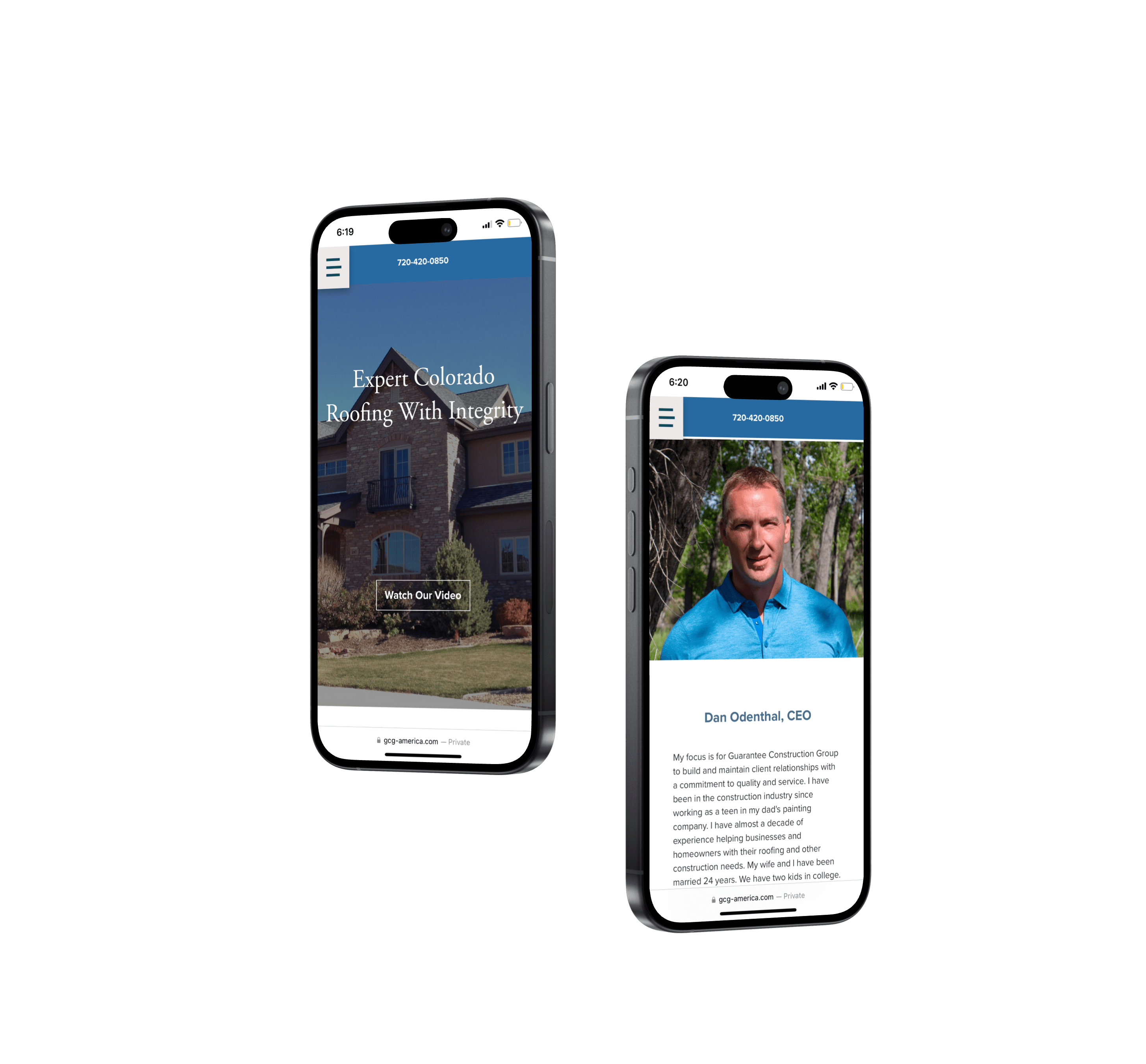 iphones showing guarantee construction website
