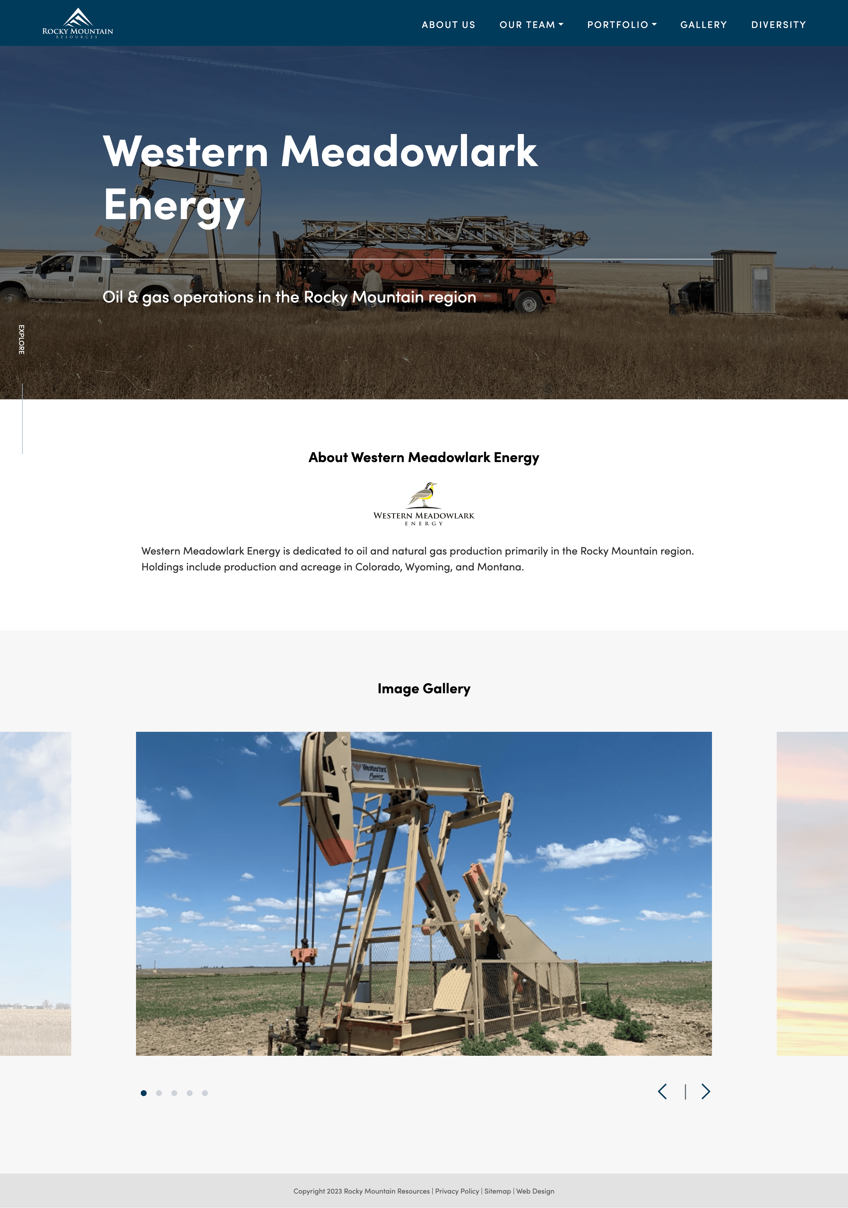 screenshot of rmr holdings website page