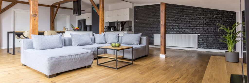 sofa on the hardwood floor