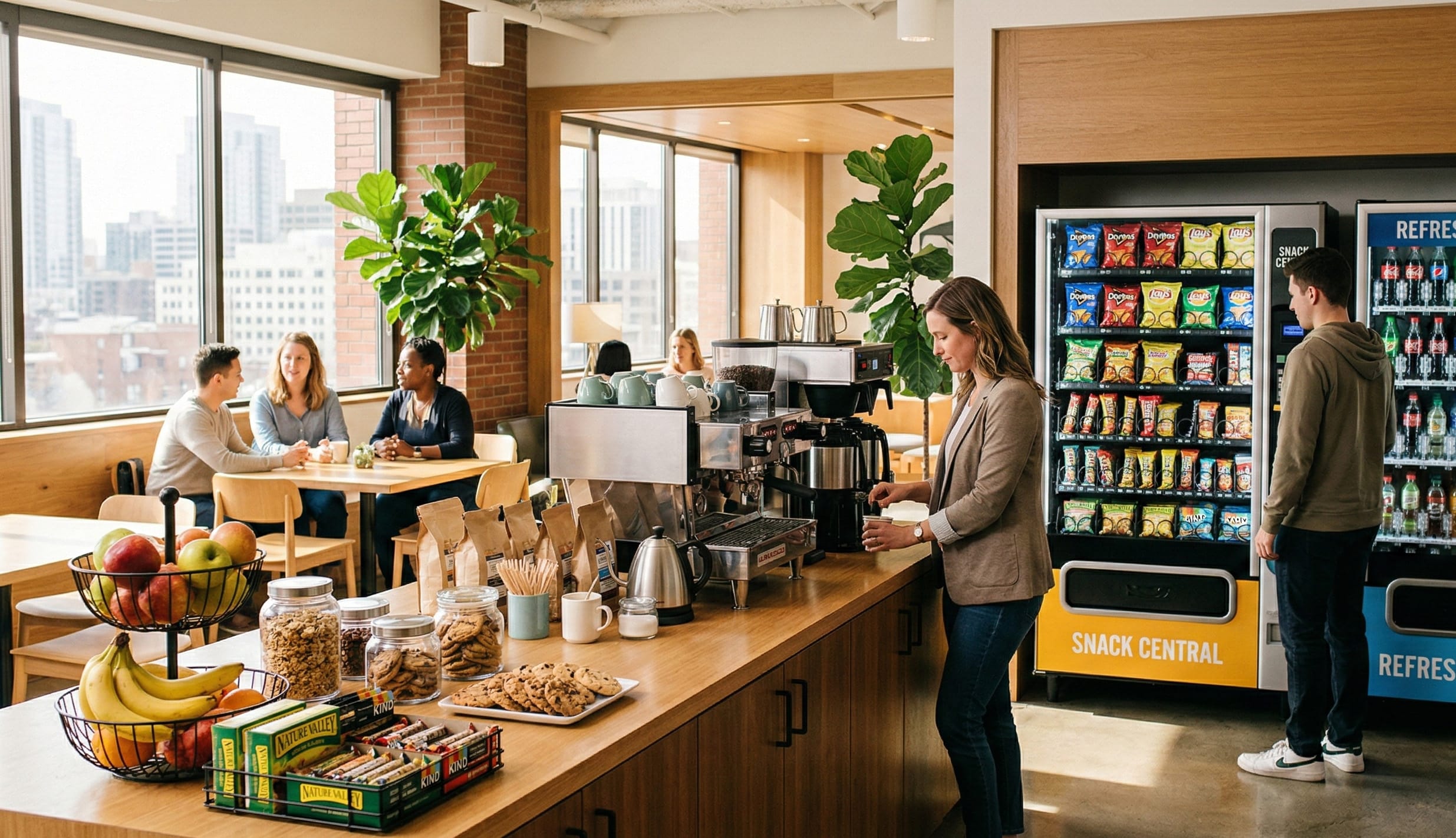 breakroom with vending machines and snacks