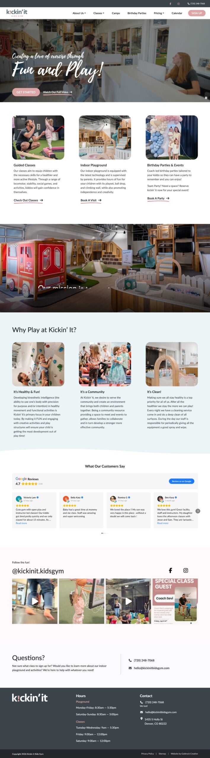 kickin it homepage screenshot